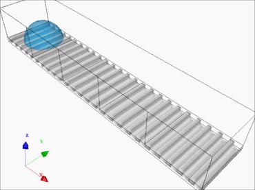 Two-phase liquid slug formation in microchannel with T-junction for Re=1.05 and Ca=2.53e-4.