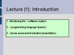 Lecture 1: Outline
