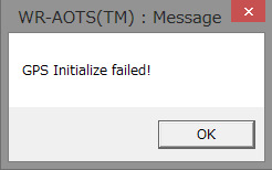 This figure shows pushing OK button on the message window saying : GPS Initialize failed!