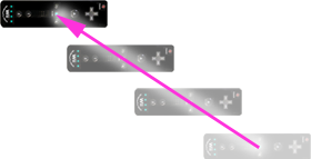 この図は、Wii(R)リモコンプラス(TM)の本体が平行移動している図です。