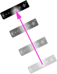 この図は、Wii(R)リモコンプラス(TM)の本体が前方に平行移動している図です。